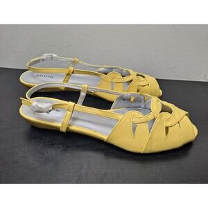 NWOT Annie 7.5W Wedge Sandal "Kim" Yellow Strappy Buckle Low Heel